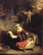 REMBRANDT Harmenszoon van Rijn, The Holy Family with Angels